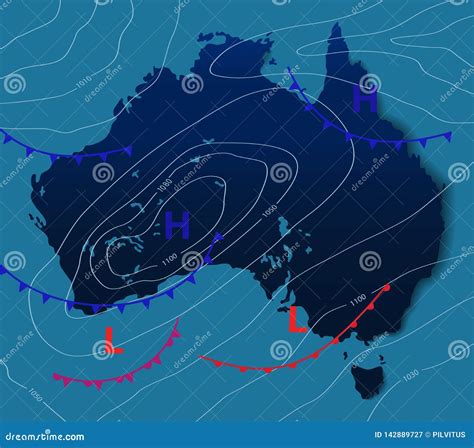 Weather Map of the Australia. Meteorological Forecast on a Dark ...