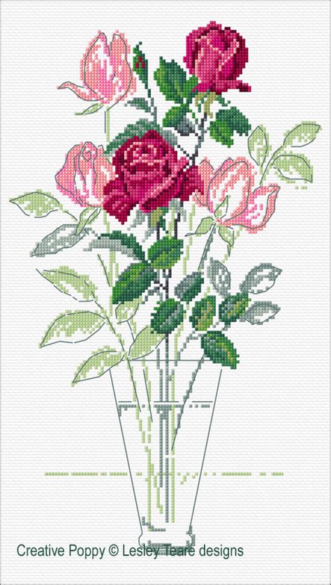 Lesley Teare Designs Delicate Roses Cross Stitch Pattern