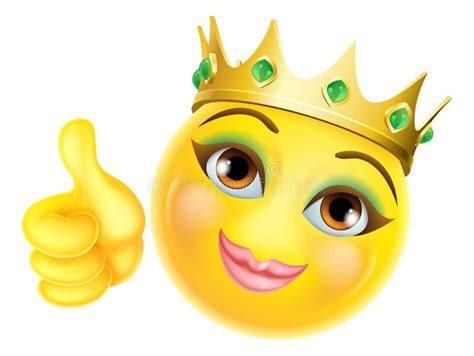 Queen Princess Emoticon Gold Crown Cartoon Face Stock Vector