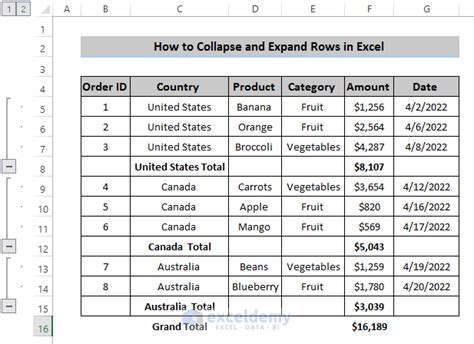 How To Expand And Collapse Rows In Excel 2 Steps