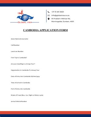 Fillable Online Cambodia Visa Application: Submit an e-Visa Form to ...