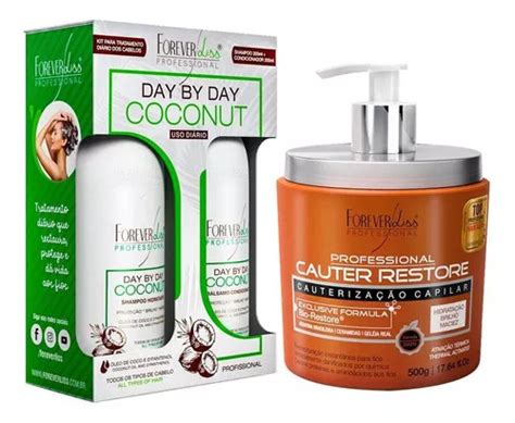 Forever Liss Cauter Restore 500g Kit Day By Day Coconut Mercadolivre