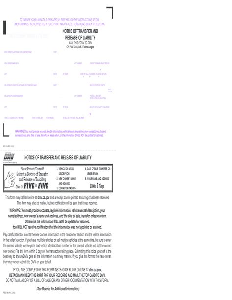 Dmv Release Of Liability Printable Blank Pdf Online