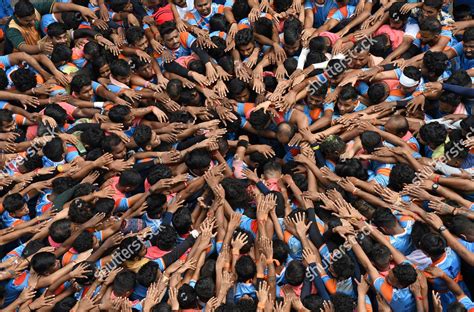 Hindu Devotees Gather Break Dahi Handi Editorial Stock Photo Stock