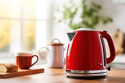 Premium AI Image | Retro style red toaster and electric kettle on ...