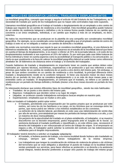 Movilidad Geogr Fica Laboral Traslados Y Desplazamientos Laboral