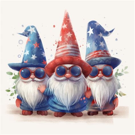 Premium AI Image Three Gnomes With Hats And Sunglasses Are Sitting On