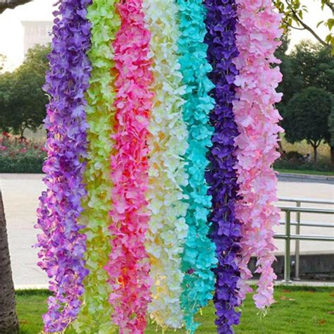 100cm Long Artificial Wisteria Flower Vine Silk Hydrangea Rattan DIY