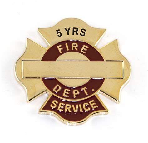 Engraved Fire Department Service Pins