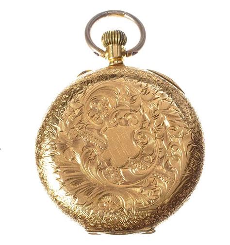 18ct Gold Engraved Fob Watch