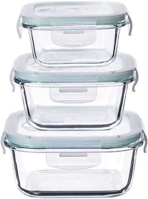 Amazon Anilar Tempered Glass Square Food Storage With Vented Lids