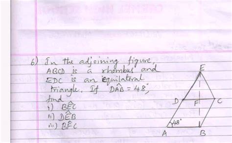 6 In The Adjoining Figure ABCD Is A Rhombus And EDC Is A Rhombus And