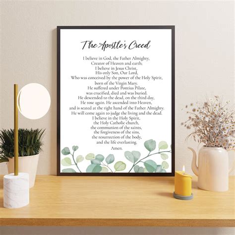 The Apostles Creed Printable Christian Wall Art Digital Print