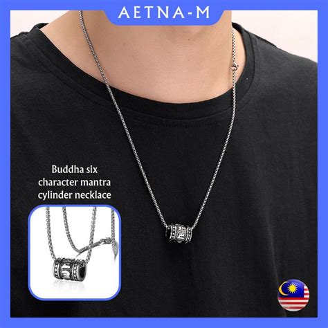 Buddha Six Character Mantra Cylinder Necklace Men Women Amulet