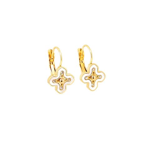 Boucles d oreilles femme dormeuses zag latini nacre acier doré