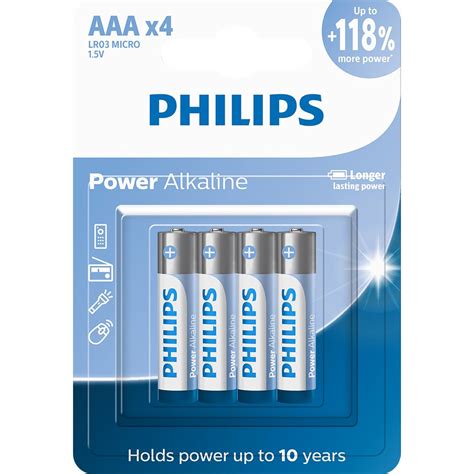 Pilha Philips alcalina aaa 1 5V 4 unidades LR03P4B 59 em Promoção