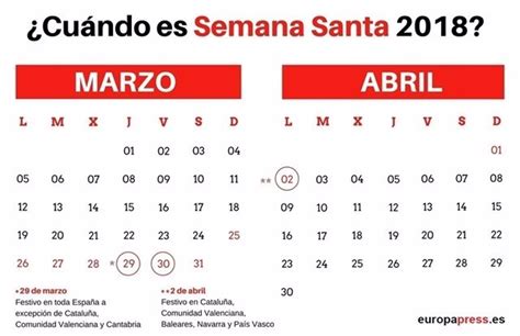 Calendario Semana Santa