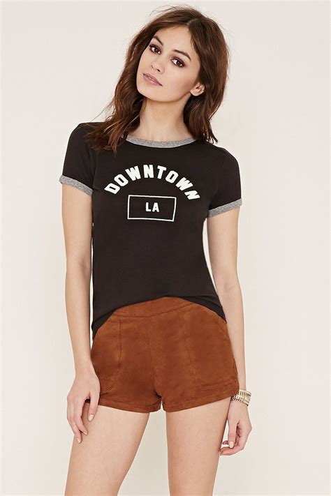 Downtown Graphic Ringer Tee Forever 21 T Shirts Fashion Forever Women