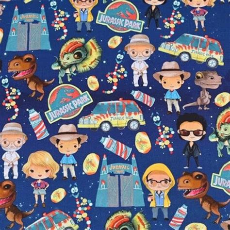 Jurassic Park Fabric Dinosaur Fabric Movie Fabric Cartoon Etsy