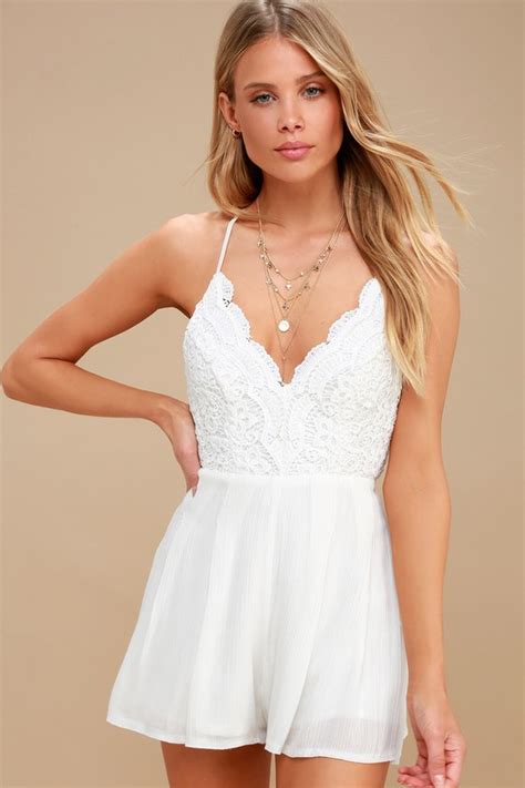 Ivory Romper Lace Romper Backless Romper White Romper Lulus