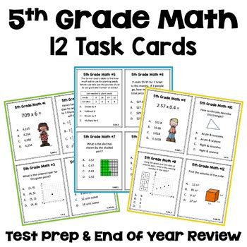 FREE 5th Grade Math Review Task Cards Digital And Printable TpT