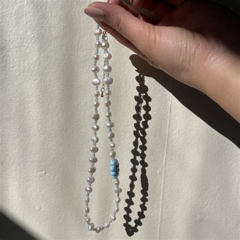 Freshwater Pearl Necklace Pearl Necklace Beaded Depop