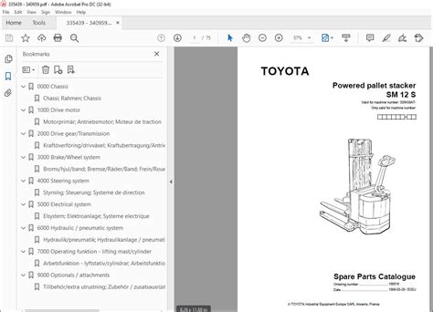 Toyota Forklift Sm S Powered Pallet Stacker Parts Catalogue Manual