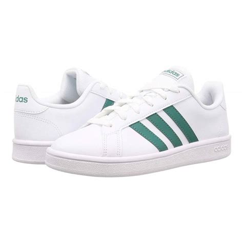 Tenis Adidas Grand Court Base Ee Blanco Franjas Verdes Hombre