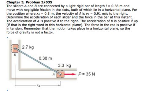 Solved The Sliders A And B Are Connected By A Light Rigid Chegg