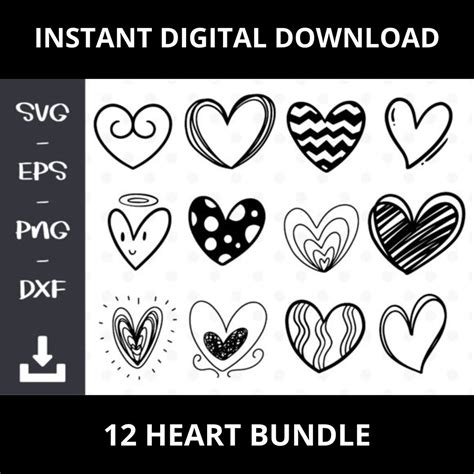 Heart Svg Bundle Heart Svg Hand Drawn Heart Svg Open Heart Svg