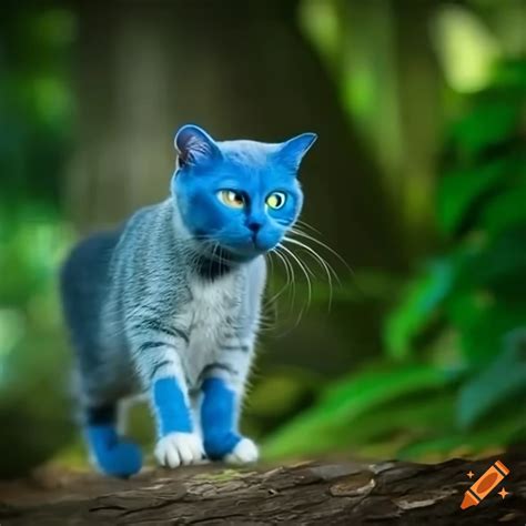 Blue Cat Walking In A Magical Forest On Craiyon