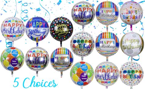 Happy Birthday Mylar Foil Balloons 6pcs 22 Inch 4d Round