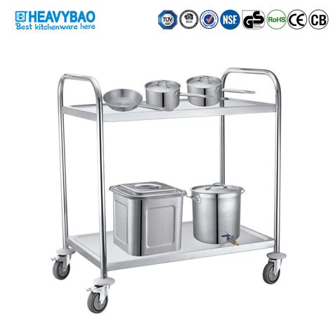 Heavybao Lightweight Stainless Steel Serving Trolley Food Service Cart