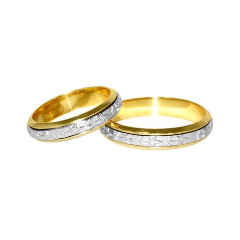 Aliança de Bodas em Ouro Amarelo e Ouro Branco 18K