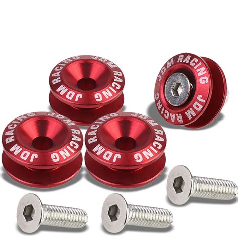 4pcs Red Rivet Quick Release Fasteners Bolt Bumperfenderhatchlip