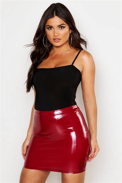 High Waist Vinyl Mini Skirt Boohoo Vinyl Mini Skirt Mini Skirts