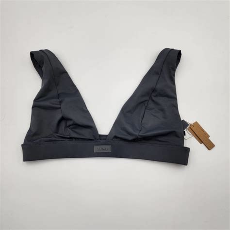 Skims Swim Skims Swim Plunge Bikini Top In Gunmetal Size X Poshmark