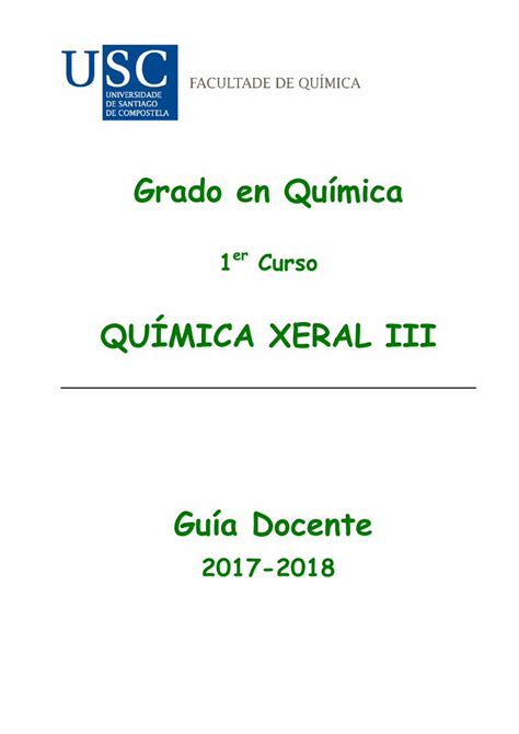 PDF Grado en Química USC Grado en Química Universidad de Santiago