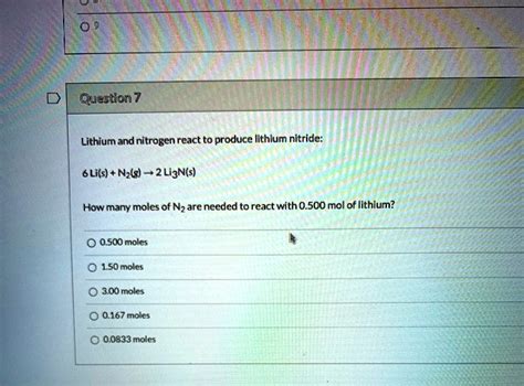 Solved Lithium And Nitrogen React To Produce Lithium Nitride Li S