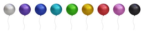 3d shiny colorful glossy helium air balloon set isolated on transparent ...