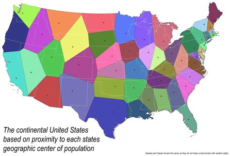 The Continental U S Based On Proximity To Each States Geographic Center Of Population Vivid Maps