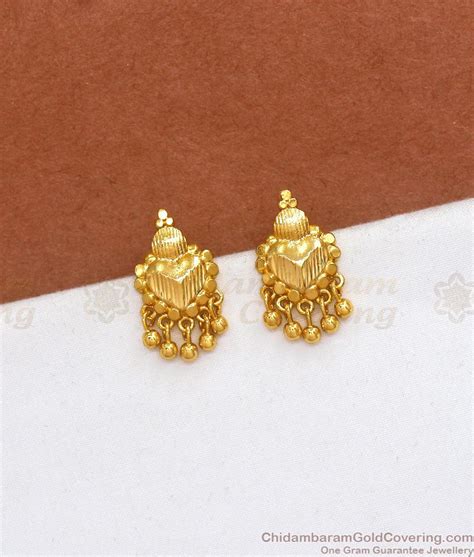 Stylish Gold Plated Earrings Heart Stud Designs ER3667