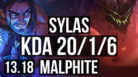 SYLAS Vs MALPHITE MID 20 1 6 Legendary 700 Games 800K Mastery