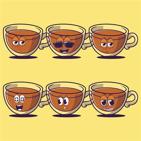 Premium Vector Vector Cartoon Emojis Of Tea Cup