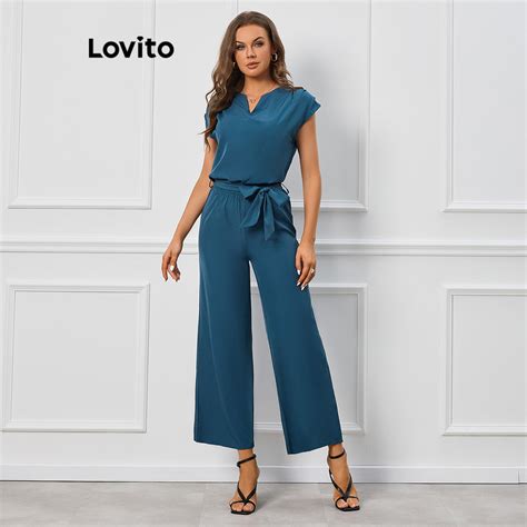 Lovito Casual Conjunto Feminino Liso Plissado De Cal A La O Frontal