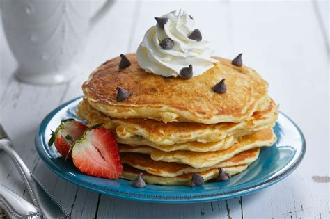 Perfectly Sweet Chocolate Chip Pancakes | Bigger Bolder Baking