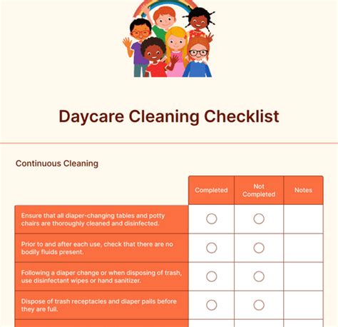 Daycare Cleaning Checklist Form Template Jotform