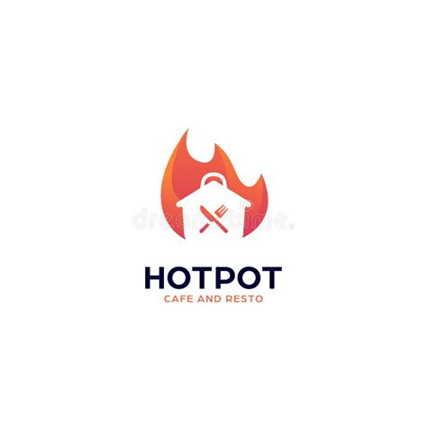 Hot Spicy Cooking Pot Logo For Cafe Restaurant Or Catering With Fire Flame Icon Vector