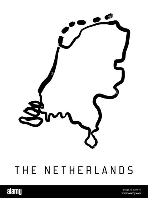 The Netherlands Map Outline Smooth Country Shape Map Vector Stock