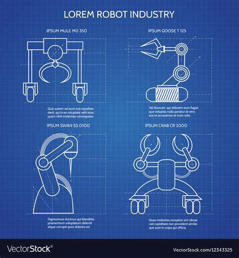 Robot arms blueprint Royalty Free Vector Image